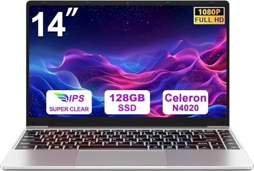 bvate PC Portatile 14 pollici Notebook Win 11 upto 2.8 GHz 128 GB ROM Supporta l'espansione SSD 1TB Celeron N4020 2.4G+5G WiFi 4.2 USB HDMI Tastiera italiana membrana mouse senza fili-Silver-FXJ
