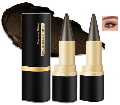 2PCS Brown Gel Eyeliner Pencil – Waterproof, Smudge-Proof, Long-Lasting Matte Cream Formula, Quick-Dry Eyeliner Stick for All Eye Shapes
