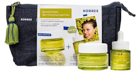 KORRES Santorini Grape Porenverfeinerndes Expert Duo, Vorteilsset aus Tagescreme 40ml und Elixir 15ml für samtweiche Haut und einen strahlenden Glow, silikon- und parabenfrei, vegan