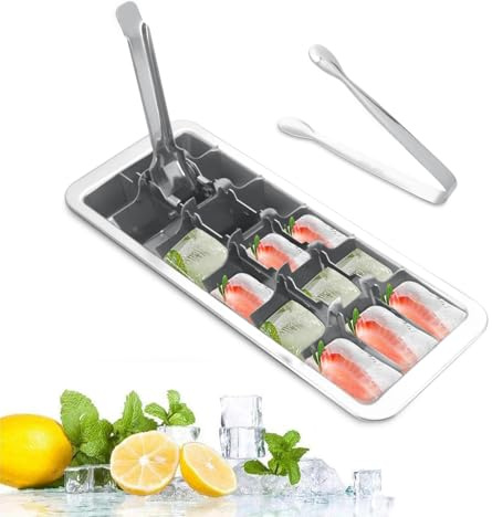 Yuhtech Eiswürfelform, Edelstahl-Eiswürfelform, 1 Edelstahlschale mit 18 Schlitzen, quadratische Form, abnehmbare Eiswürfelform