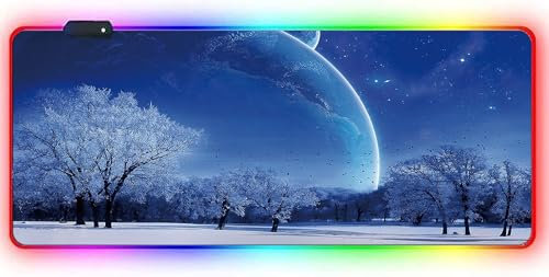 RGB Tapis XXL – Souris Pad Gaming 900 x 400 – LED 7 couleurs – 4 effets lumineux – réglable antidérapant lavable – pour PC DESKTOP ET LAPTOP FUTURISTIQUE MODERNE C07