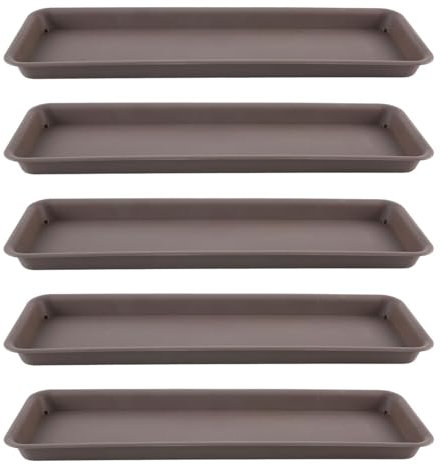 Baoblaze 5x Plant Saucers Plant Trays Rectangular Plants Pot Saucers Flower Pot Drainage Tray for Windowsill Indoors Outdoor,Grey-48 * 14.5 * 2.3cm