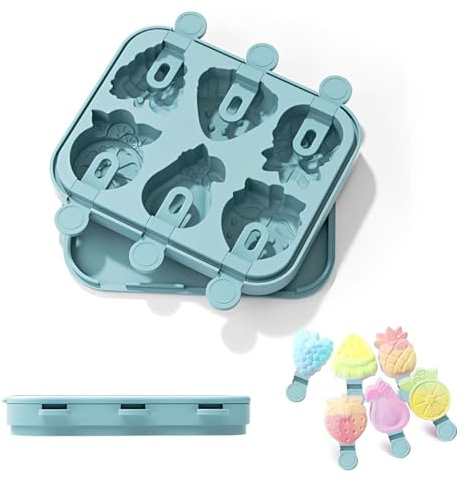 MSLSOZ Ice Cream molds, Homemade ice Lolly Moulds, Easy to Release Fruit Shaped molds, 6 Different Shaped ice Cream Mould, can be Used to Make ice Cream, Cheese Sticks, Jelly Pudding, etc