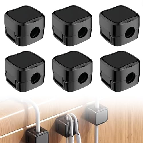 6 Pack Clips Câble Organisateur de Câbles Magnétique Auto-adhésif, Attache Cable Adhesif pour Bureau/Voiture Support de Câble Magnétique pour le Bureau, La Table de Nuit, Le Câble de Charge, HDMI, USB
