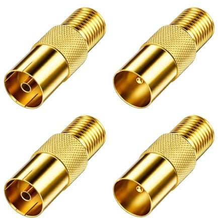 Ebksqs 4 Stück Koaxial-Koppler, Typ F Buchse Auf Schraubstecker – TV-Antennenkoppler Für HF-Koaxialadapter (F-Buchse Zu TV-Stecker/Buchse)