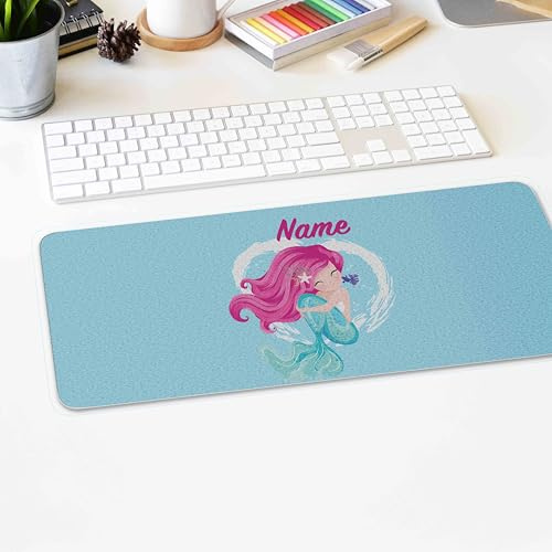 Mermaid Gaming Desk Mat Magical Ocean Fantasy Mouse Pad Under The Sea Aesthetic Desk Pad Large Extended Keyboard Mat Non Slip PC Laptop Girls Bedroom Decor Gift Idea