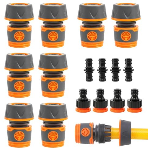 LINYIJOY Schlauchverbinder 3/4 Zoll 16 Stück Set Schnellkupplung, Gardena Schlauchkupplung Gartenschlauch Anschluss Universal Dicht, Wassersparend für Garten Bewässerung Autowäsche Hausreinigung