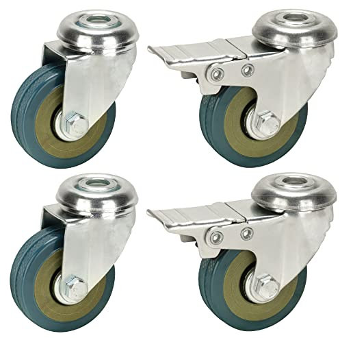 50 mm nicht Markieren grau Hartgummi Rollen (gebremst) ? 10 mm Loch Befestigung, robuste Rollen Räder von Bulldog Rollen ? Max 100 kg pro Set