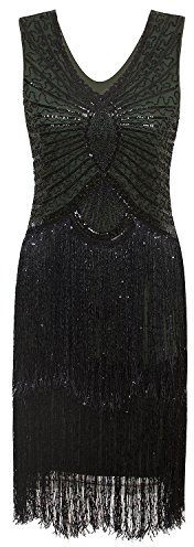 Vijiv - Vestido - Cóctel - Cachemir - Sin mangas - para mujer Verde verde Large