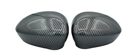 Coppia Calotte Specchio Carbon look Effetto Fibra di Carbonio Compatibile con Fiat 500 Grande Punto Abarth coprispecchietti retrovisori tuning dx sx