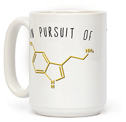 LookHUMAN in Pursuit of Happiness (Serotonin Molecule) White 15 Ounce Ceramic Coffee Mug