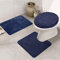 ele ELEOPTION Badematte Set 3 teilig, Waschbar Badezimmerteppich, rutschfeste Badematte Toilettenmatte,Weich Saugfähige Badteppiche und WC Vorleger Duschvorleger (Dunkelblau)