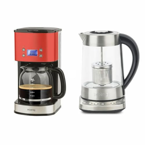 H.KOENIG MG30 ROUGE + TI700 : CAFETIÈRE 1,8l ET THÉIÈRE - BOUILLOIRE 1,7L PROGRAMMABLES H.KOENIG