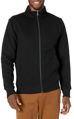 Amazon Essentials Herren Fleece-Jacke mit durchgehendem Reißverschluss, Schwarz, L