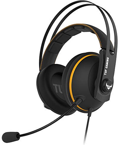 ASUS TUF Gaming H7 Core - Auriculares, Compatible con PC-PS4 -Mac-Xbox One-Nintendo Switch y Smartphones, Diadema de Acero Inoxidable, 2 micrófonos, Amarillo