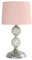 Modern Decorative Chrome & Mosaic Crackle Glass Table Lamp with a Pink Shade