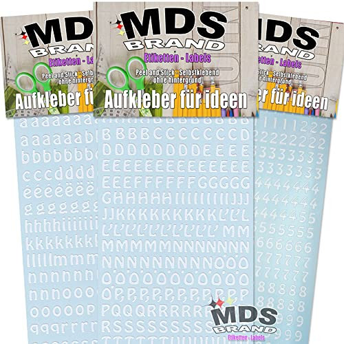 MDS Brand 1cm Buchstaben zum aufkleben einfach zum basteln und gestalten von Scrapbook & Karten, auch EIN Super Alternative zu wachsbuchstaben Kerzen 51 (Weiss)
