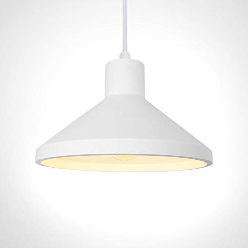 Paco Home Pendelleuchte, E27, Lampe Für Wohnzimmer Esszimmer Küche, Höhenverstellbar, Farbe: Gips-Weiß, Leuchtmittel: ohne Leuchtmittel