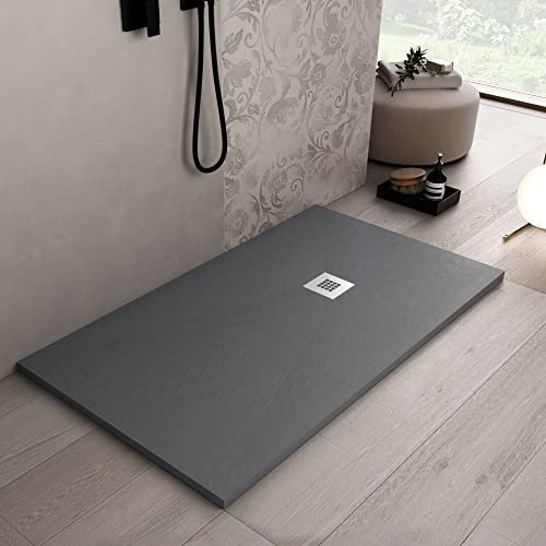 OLIMPO DOCCE - Piatto doccia in marmo resina Grigio Scuro pietra cemento PLUS - 75x75