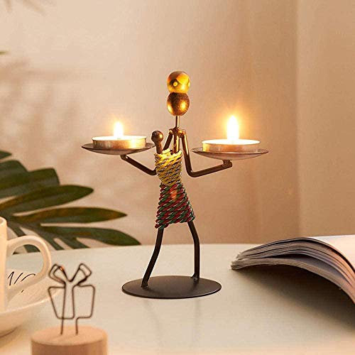 ZTIANEF Ornament Crafts Sculpture Figurine Iron Man Candle Holder Personality Metal Candle Holder Romantic Dinner Desktop Home Decoration Birthday Gift-1