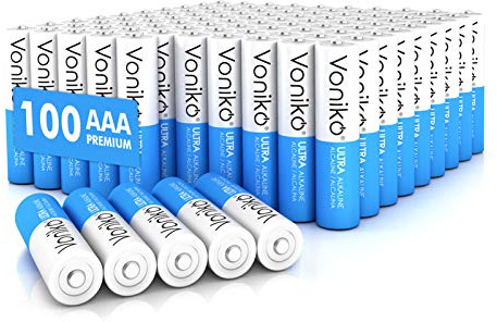 Voniko AAA Batteries 100 Pack - 1.5V Alkaline Triple AAA Batteries