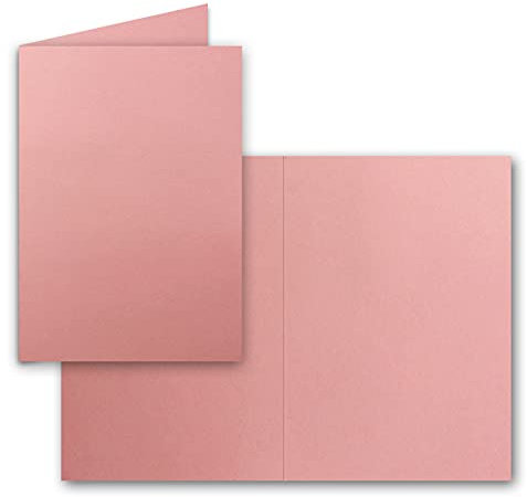 50 Faltkarten B6 - Altrosa (Rosa) - 12 x 17 cm - Blanko Doppelkarten für Einladungen, Grußkarten - für Drucker geeignet - Serie: FarbenFroh