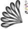Black Soup Spoon,Kyraton Titanium Black Plated Stainless Steel Thick Heavy-Weight Table Spoons,Dishwasher Safe(6 Pieces)
