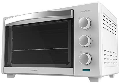 Cecotec Horno de Sobremesa de Convección 28 L Bake&Toast 2800 White. 1600 W, Multifunción, 6 Modos de Calor, Temporizador, Temperatura regulable, Puerta de Doble Cristal, Acero Lacado