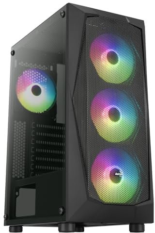 AeroCool Boitier Moyen Tour ATX Compatible Falcon A v2 RGB Avec panneau vitré (Noir)