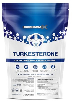 Strongest Legal Turkesterone Supplement (1000mg per serving / 60 Capsules) Pure Turkesterone Extract - Muscle Growth & Strength Body Building Supplement