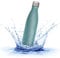 Sprengers – Trinkflasche aus Edelstahl – auslaufsichere & thermoisolierte Wasserflasche hält Getränke bis zu 18 Stunden warm oder kalt (Türkis Glitzer, 0,5 l)