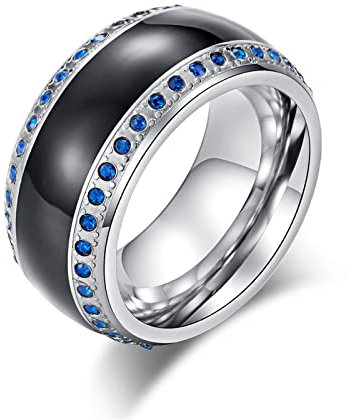 MeiLiSis Vintage Ringe Für Männer – Dominanter Diamantring Epoxy Blue Diamond Ring, Unisex Trendy Personalisierter Schmuck Geschenke Accessoires Für Frauen Und Männer,Silber,7