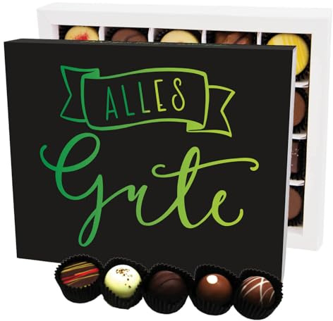 Hallingers Genuss Manufaktur Pralinen Glückwunsch-Geschenk - ohne Alkohol, handmade aus Confiserie-Edelkakao in wertiger XL-Geschenkbox Alles Gute, Geschenkidee für Frauen Männer