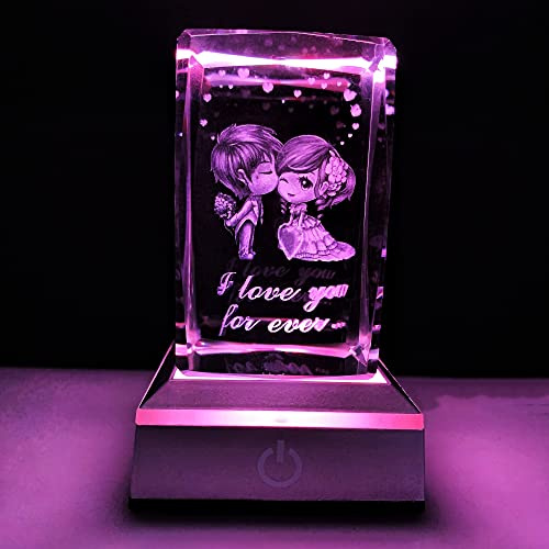 3D Sweetheart Crystal Multicolor Night light Mood light,I Love You Gifts Ideas for Girlfriend Wife Mum Her Women, Christmas Anniversary Valentines Birthday Wedding Unique Special Presents