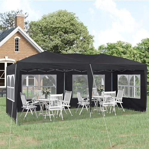 TUKAILAI 3 x 6 m Pop-Up-Pavillon Festzelt Anti-UV Party Hochzeit Zelt Markise Event Unterstände mit Seitenteilen & Aufbewahrungstasche, pulverbeschichteter Stahlrahmen Baldachin für Outdoor Garten