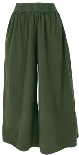 GURU SHOP Bequeme Palazzohose, Weite Marlenehose, Boho Schlaghose | Baumwolle, elastischer Bund, zwei seitliche Hosentaschen, loose Fit, ideal für Freizeit und Sommer