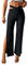 GORGLITTER Hose Mit Schlitz Damen Sexy Hose Mit Cut Out Hose Mit Ausschnitt Hohe Taille Hose Mit V Bund Schwarz M