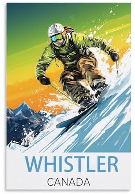 KmoNo Whistler Canada Vintage-Reise-Poster, 20 x 30 cm, Poster, Dekoration, Gemälde, Leinwand, Wandkunst, Wohnzimmer, Schlafzimmer