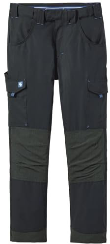 Scheibler Arbeitshosen Männer mit Flex-Bund, Softshellhose Herren mit multifunktionalen Taschen, Work-Pants Men mit ergonomisch geformter Kniepartie, Arbeitshose Herren schwarz