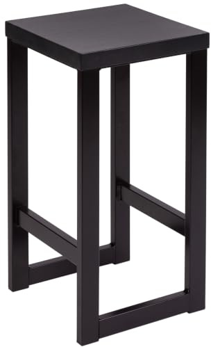 Barhocker Holz 46/62/76/90 cm Höhe, Barstuhl mit Metallgestell - Schwarz | Hocker Holz 62 cm Sitzhöhe, Holzhocker Massiv mit Sitzfläche 30x30 cm, Stärke 3.5 cm, Sitzhocker Holz, Blumenständer