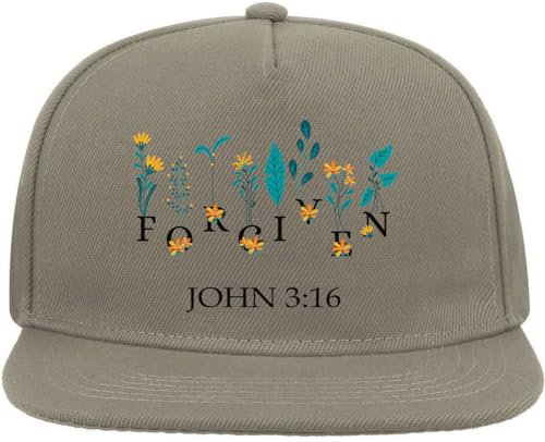 Atspauda Forgiven John 3 16 Snapback Flat Visor Cotton Blend Cap Gray, grau, Einheitsgröße
