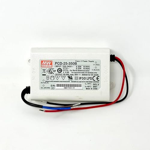 MEAN WELL Elektronischer Transformator PCD-25-350B 40-58V 350mA Class 2 Power Supply Driver Trafo weiß weiss