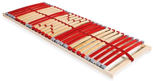 Coemo Lattenrost Ruby 80 x 200 cm 7-Zonen 28 Leisten Kopfteil und Härtegrad verstellbar für Jugendbetten - für alle Matratzenarten | Schlaftypen