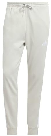 adidas Men's Essential Three Stripes Fleece Pants, Wonder Alumina/White, L