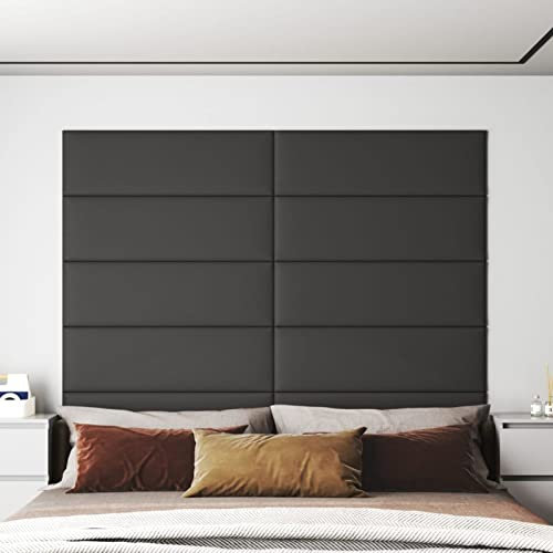 ARKEM Panneaux muraux 12 pcs Gris 90x30 cm Similicuir 3,24 m²,Panneau Mural Decoratif,Plaque PVC,Revetement Mural
