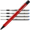 Lamy safari Kugelschreiber - mit ergonomischem Griff aus robustem ASA-Kunststoff - inkl. Großraummine M 16 in Strichbreite M in schwarz und 4 in blau B Bundle (M, red)