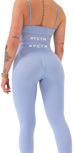 NVCTM 2 teiliges Gym Set Damen - High Waist Leggings - Sport Leggings Damen - Booty Scrunch - Blickdicht - Sporthose - Yoga Leggings (Azure Blue, S)