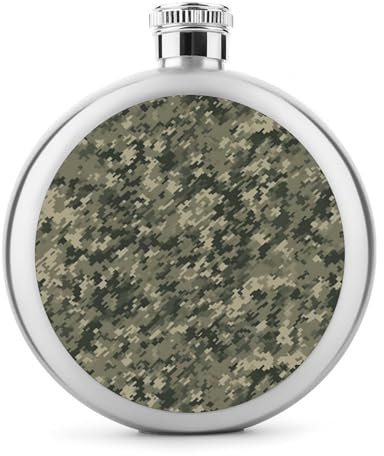 Flasque en métal, motif camouflage militaire en bois - Flasque portable en acier inoxydable - Bouteille de voyage légère et durable