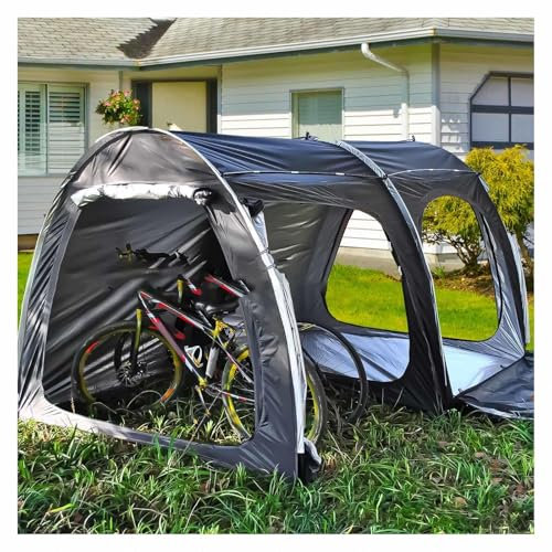 YSMSMZJK Garage Moto con Rete di Ventilazione Capanno da Giardino con Doppie Porte per 5-7 Biciclette Casetta Attrezzi Garage Auto per Esterno