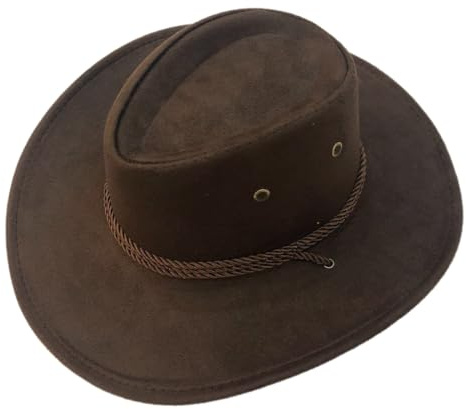 Anevous Wildleder Cowboyhut für Herren, Klassisc Cowboy Hut, Westernhut mit Breiter Krempe, Cowboyhut Einfarbiger Cowboyhüte,Unisex Filzhut für Herren Frauen,Kaffee